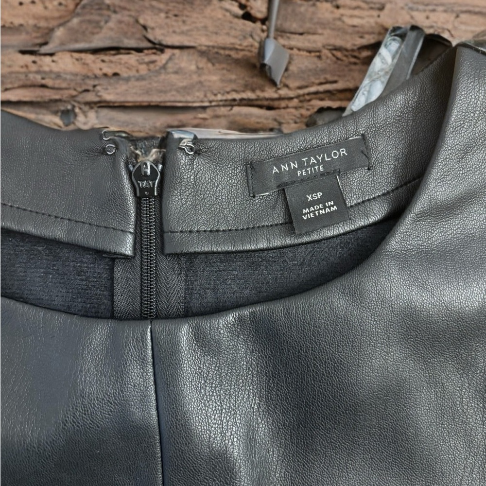 Ann Taylor Black Faux Leather Blouse - Picture 3 of 3